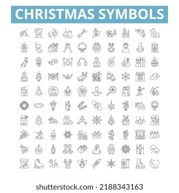 Christmas symbols icons, line symbols, web signs, vector set, isolated illustration