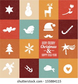 christmas symbols & icons in vintage colours - set 1