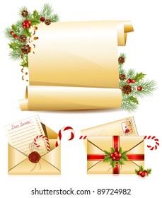 Christmas Symbols. Letters to Santa, Christmas Scroll.