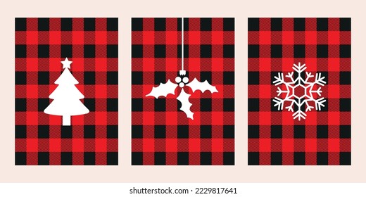 Christmas symbols on christmas blanket in black and red colors. Christmas tree, poinsettia and snowflake icon.
