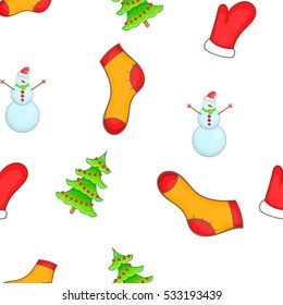 Christmas symbols pattern. Cartoon illustration of Christmas symbols vector pattern for web