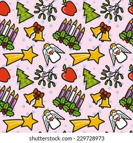 Christmas symbols seamless pattern. Editable vector illustration.