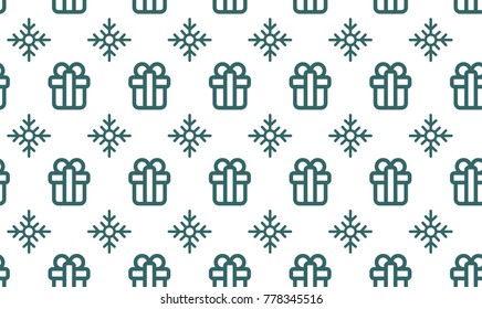 Christmas symbols seamless pattern for gift packaging simple vector illustration.