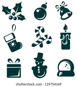 Christmas symbols set isolated on a white background.