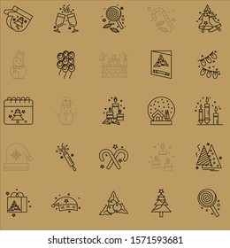 Christmas symbols set. Outline out collection. New year holidays vectors illustration