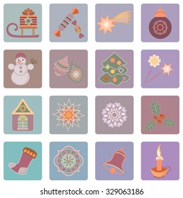 Christmas symbols. Vector set of icons.