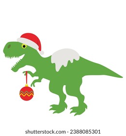 Christmas t rex vector cartoon illustration
