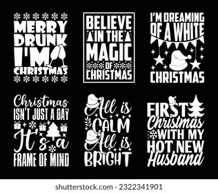 Christmas T shirt Design Bundle, Quotes about Christmas Day, Christmas T shirt, Christmas typography T shirt design Collection
