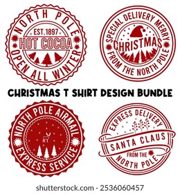 Christmas t Shirt Design Bundle vector merry Christmas, December, emblem, Red, Custom, white Background  