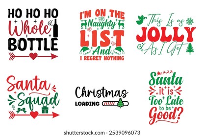 Christmas T- shirt Design Bundle new year Winter Design, Santa