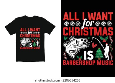 Christmas T Shirt Design. Christmas Day Plan Barbershop Music T Shirt Graphic