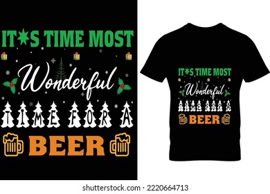 Christmas t shirt design it's the most wonderful time for a beer
