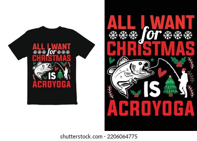 Christmas t shirt design vector. Christmas day acroyoga plan