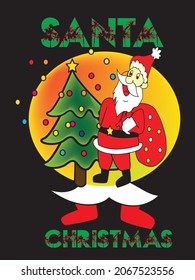 CHRISTMAS T SHIRT CHRISTMAS SANTA VECTOR GRAPHIC,