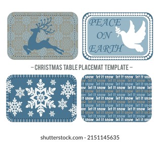 Christmas Table PlaceMats Design Template- Blue and Silver Color- Christmas vector design