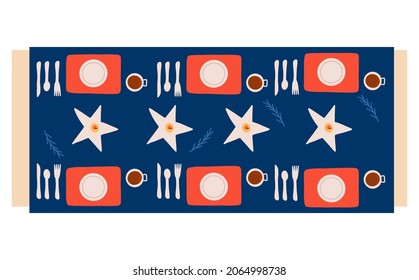 Christmas table setting. Vector illustration for the new year