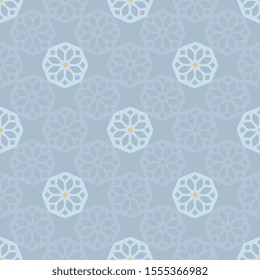 Christmas tablecloth pattern tracery floral motif. Octagonal flowers all over print block. Minimalist geometric arrangement checkered repeat design for home interior textile, gift wrapping, canvas bag