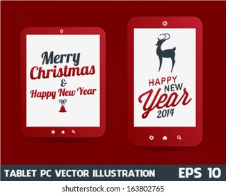 Christmas Tablet PC Vector Illustration