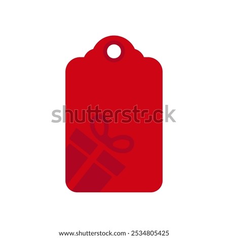 Christmas tag design with gift box. Holiday template for Xmas handmade gifts. Vector illustration