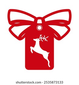 Christmas tag design with reindeer. Holiday template for Xmas handmade gifts. Vector illustration