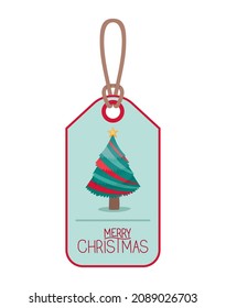 christmas tag design with tree