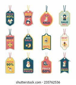Christmas tag flat banner background set,eps10