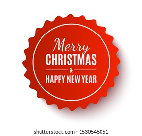 Christmas Tag isolated. Red vector banner. Merry Christmas and Happy New Year Label. Vector illustration