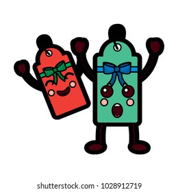 christmas tag kawaii character label cartoon