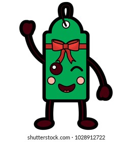 christmas tag kawaii character label cartoon
