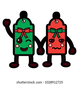 christmas tag kawaii character label cartoon