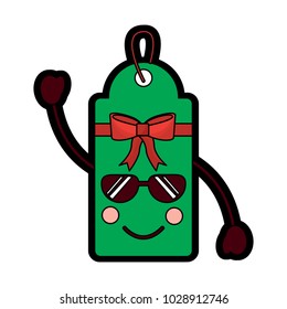 christmas tag kawaii character label cartoon