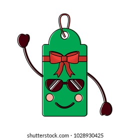 christmas tag kawaii character label cartoon