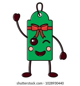 christmas tag kawaii character label cartoon