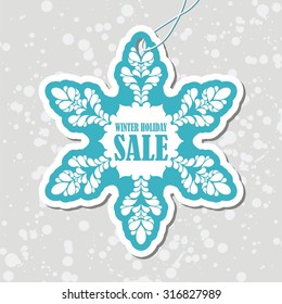 Christmas tag in a shape of snowflake. Vector illustration