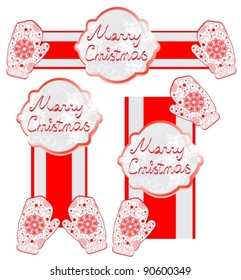 Christmas Tag with snowflakes and mittens, vector