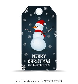 Christmas tag with a snowman pattern. Promotions and gift cards vectors