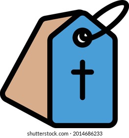 icono de color de línea vectorial de etiqueta de Navidad