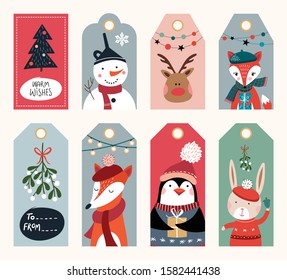 Christmas tags collection with seasonal winter design