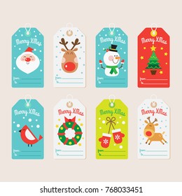 Christmas tags collection. Vector illustration in a flat style