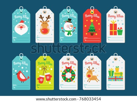 Christmas tags collection. Vector illustration in a flat style