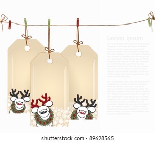 Christmas tags with elements of the Christmas decor.