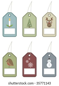 christmas tags with festive motifs