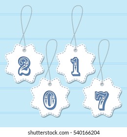 Christmas tags. Isolated objects. Cut paper Vector illustration
