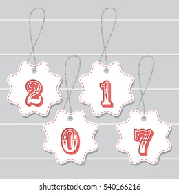 Christmas tags. Isolated objects. Cut paper Vector illustration
