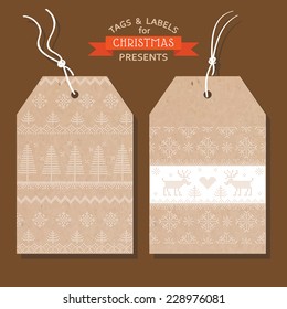 Christmas Tags or Labels- Scandinavian Style - in vector