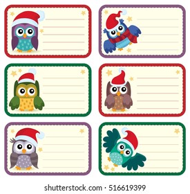 Christmas tags with owls theme 1 - eps10 vector illustration.