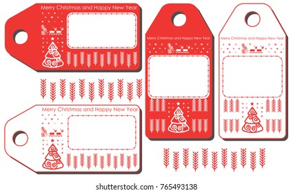 christmas tags red and white