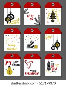 Christmas Tags - Set of 9 hand drawn Christmas gift labels