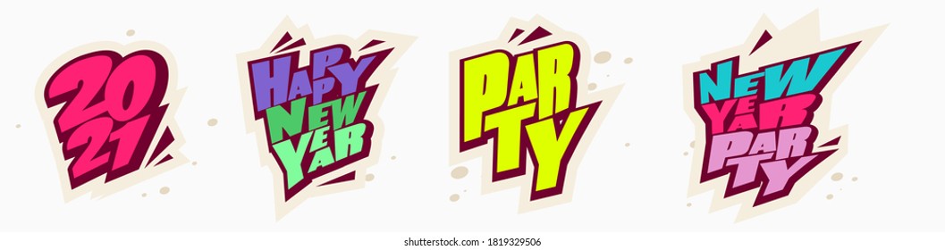 Christmas Tags set. Happy New Year labels. Vector illustration