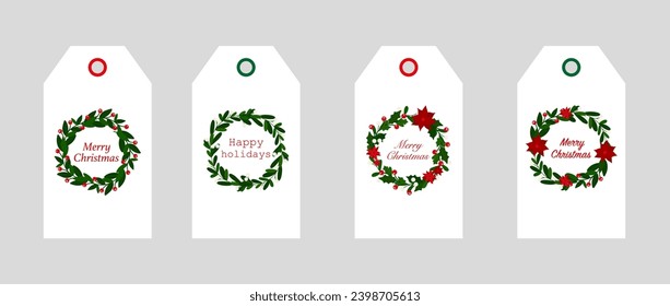 Christmas tags set with typography. Vector graphics